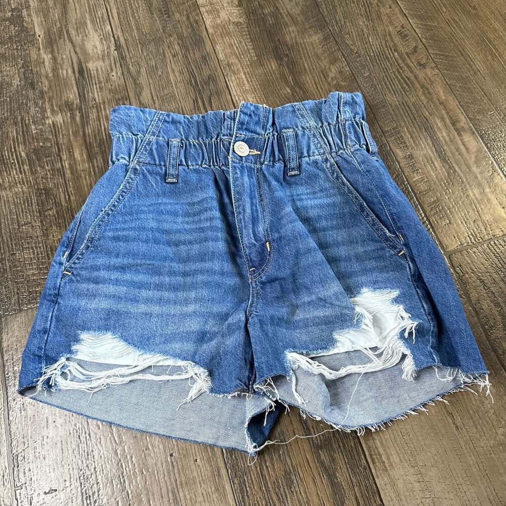 American Eagle High-Rise Paperbag Waist Denim Shorts Size 0